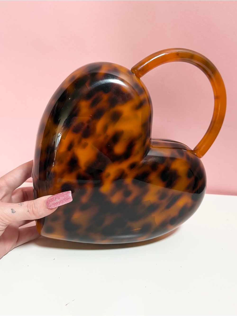 Anthropologie tortoise shell heart shaped purse